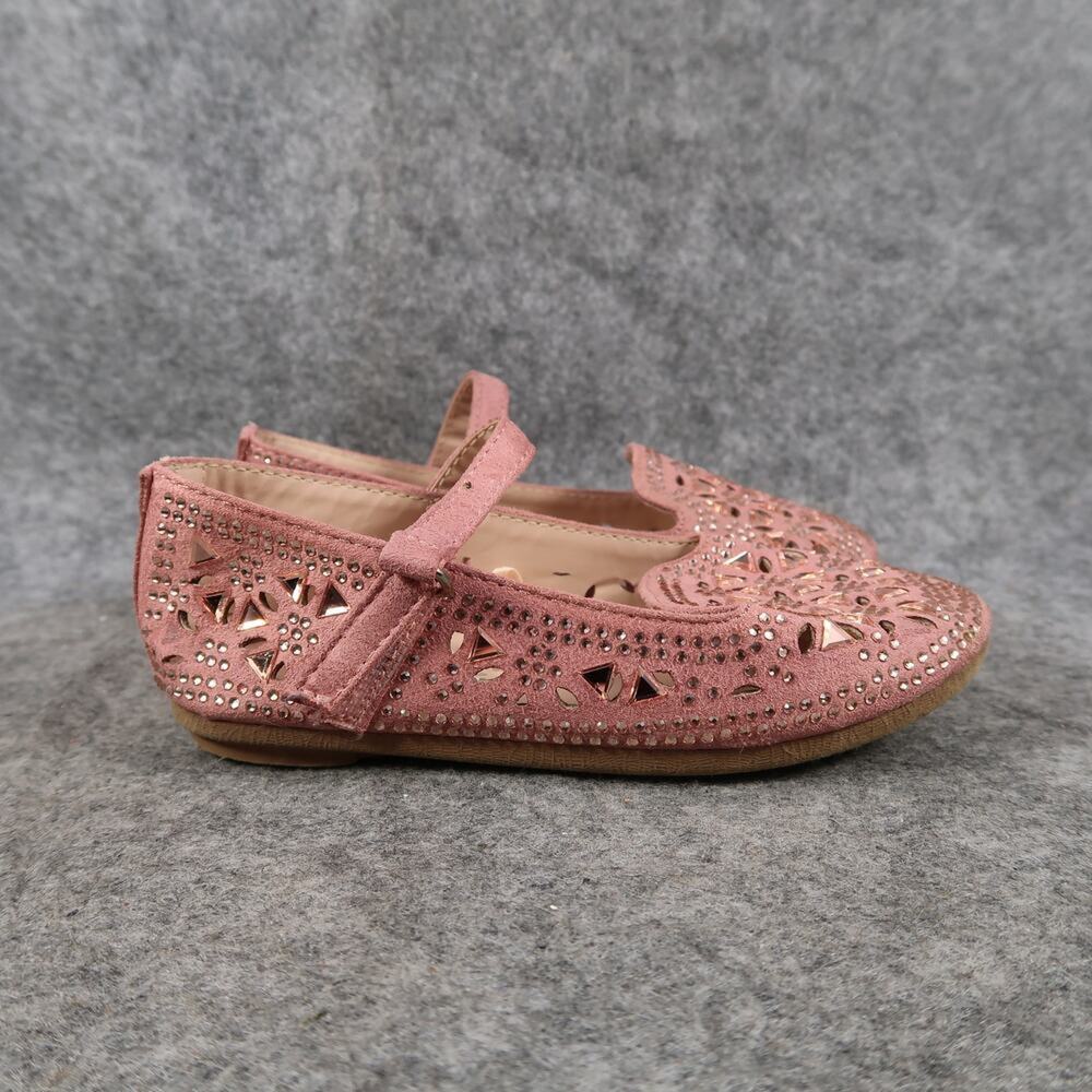 Link Shoes Toddler Kid 7 Mary Jane Dress Ballet Flat Pink Rhinestone Embellished
